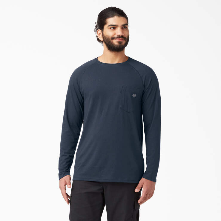 Cooling Long Sleeve Pocket T-Shirt - Dark Navy (DN) image number 1