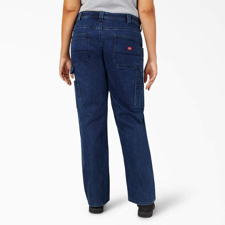Women's Plus Denim Carpenter Jeans - Stonewashed Dark Blue (DSW) image number 2