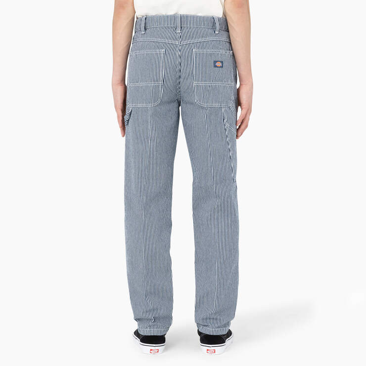 Garyville Regular Fit Hickory Stripe Carpenter Pants - Ecru/Airforce Blue (EUA) image number 2