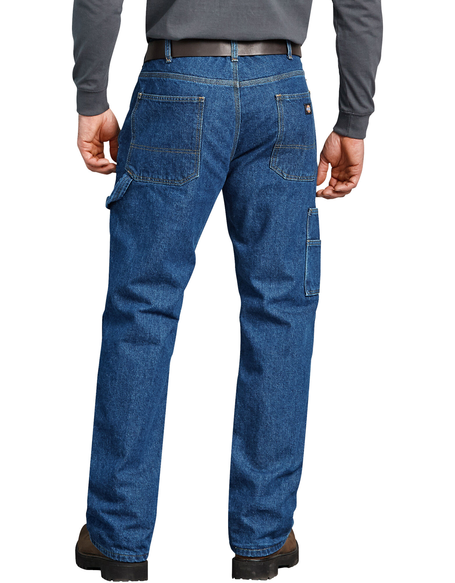 Relaxed Fit Straight Leg Flannel Lined Carpenter Denim Jeans