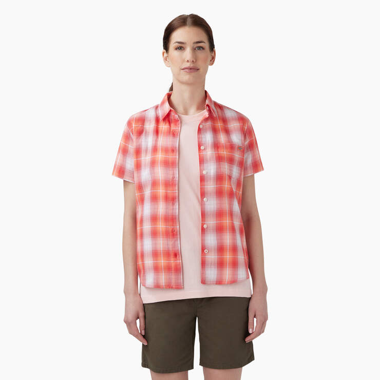 Women’s Plaid Woven Shirt - Coral Herringbone Plaid (RPR) image number 1