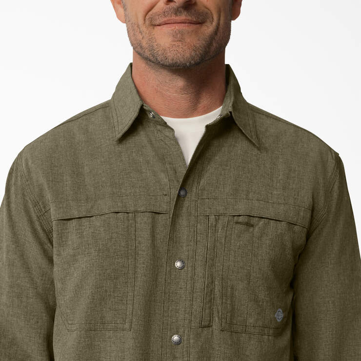 Cooling Long Sleeve Work Shirt - Military Green Heather (MLD) image number 5