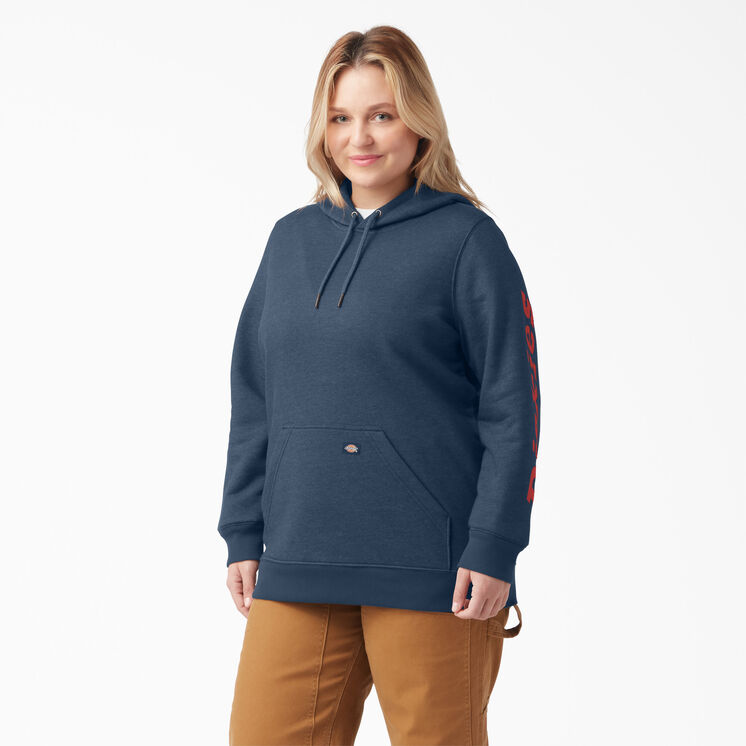 Women&#39;s Plus Heavyweight Logo Sleeve Hoodie - Heather Navy &#40;NVH&#41;