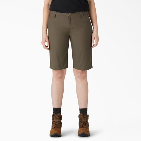 Women&rsquo;s Duck Carpenter Shorts, 11&quot; - Rinsed Moss Green &#40;RMS&#41;