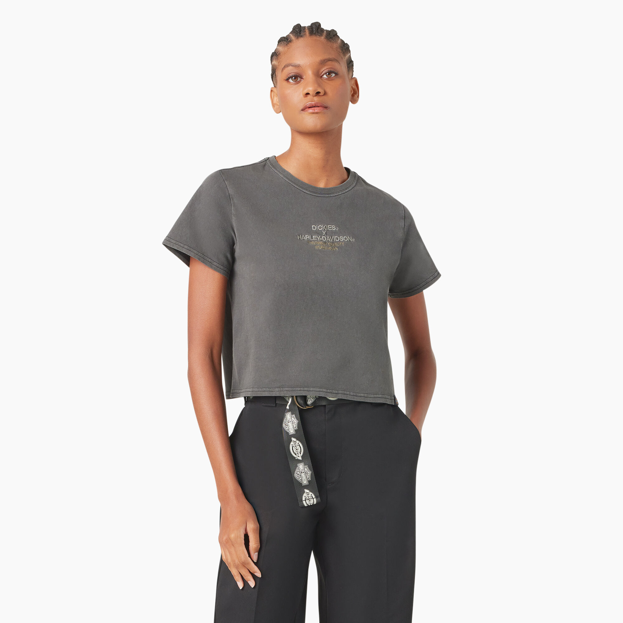 コラボ☆【Harley Davidson×Dickies】ショートスリーブ Tシャツ Dickies x Harley-Davidson Women's Vintage Softail Cropped T