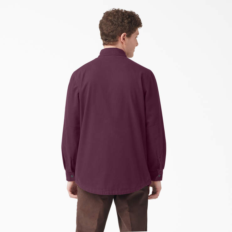 Long Sleeve Flannel-Lined Duck Shirt - Grape Wine (GW9) image number 2