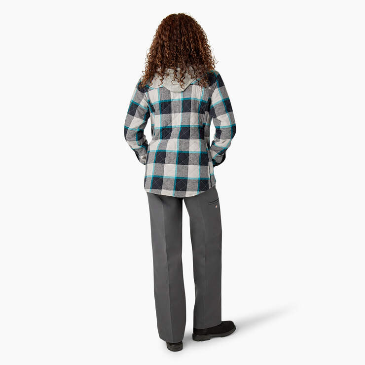 Women’s Flannel Hooded Shirt Jacket - Alloy Campside Plaid (A1S) image number 6