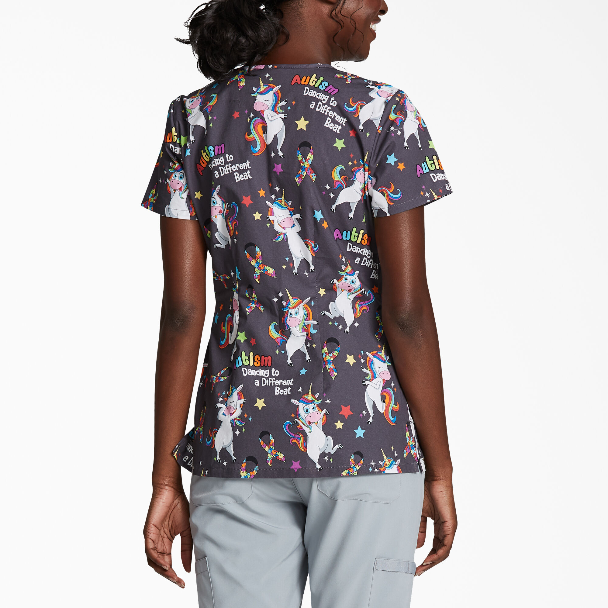 Zen Butterfly Garden Dickies Scrubs EDS V Neck Top DK700 ZENU 