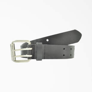 Perforated Leather Double Prong Buckle Belt
