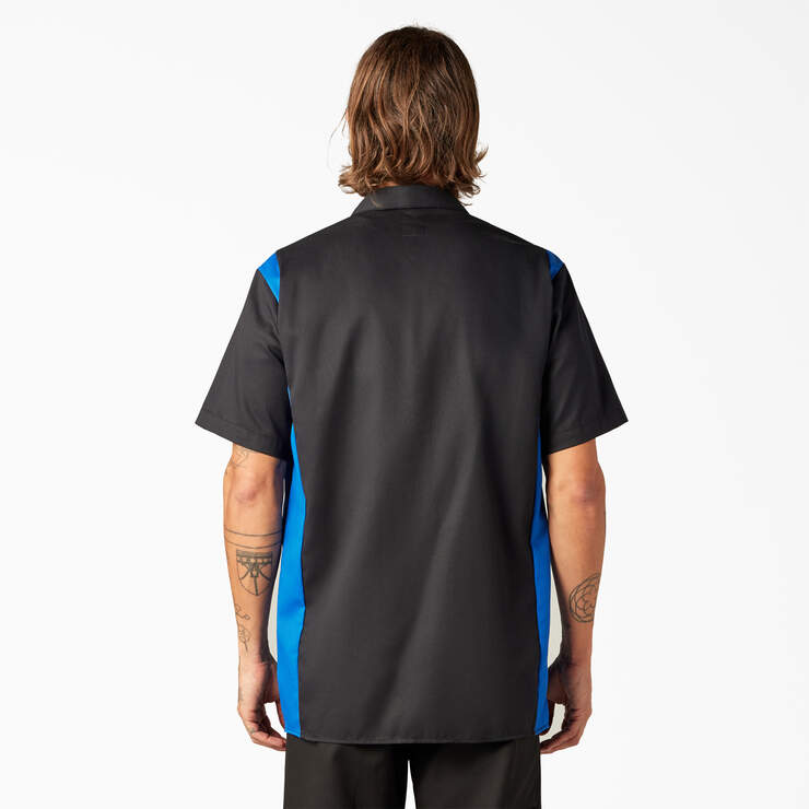 Two-Tone Short Sleeve Work Shirt - Black/Royal Blue (BKRB) image number 2