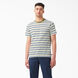 Dickies Skateboarding Striped T-Shirt - White/Moss Stripe &#40;WES&#41;