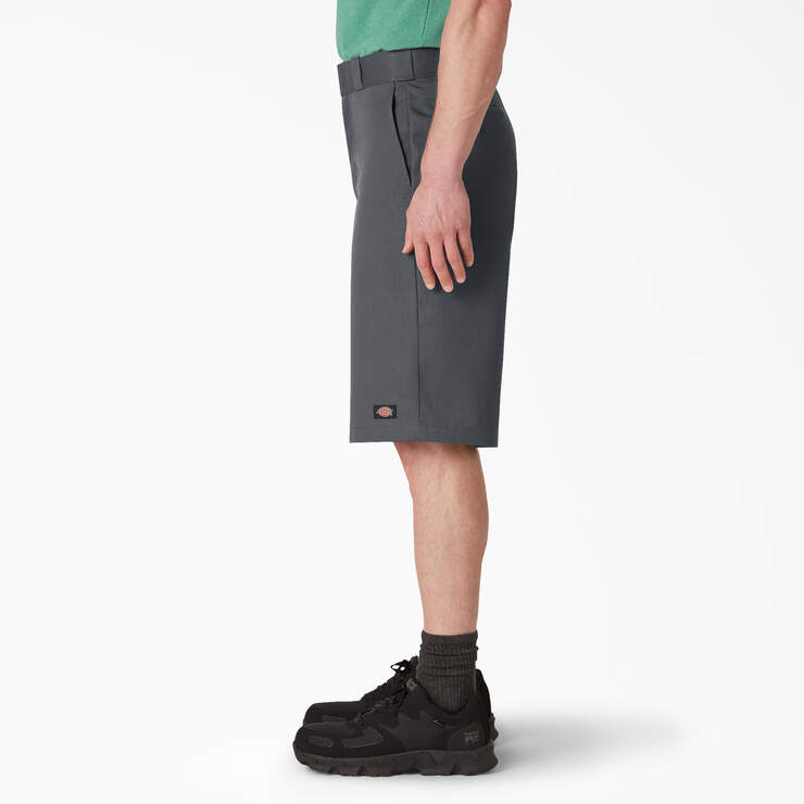 Loose Fit Flat Front Work Shorts, 13" - Charcoal Gray (CH) image number 3