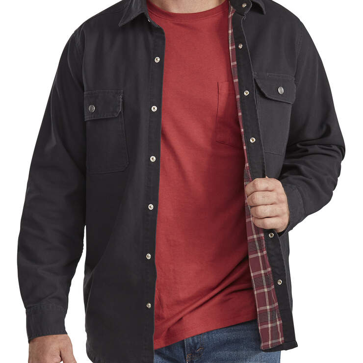 Flannel Lined Duck Shirt - Stonewashed Black (SBK) image number 3
