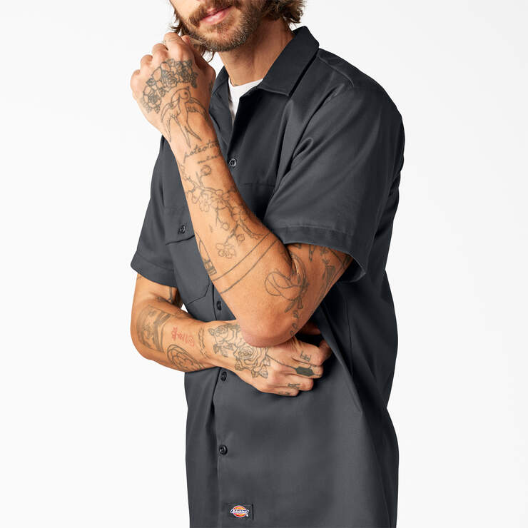 FLEX Slim Fit Short Sleeve Work Shirt - Charcoal Gray (CH) image number 9
