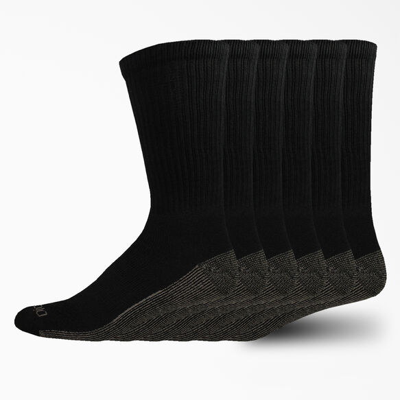 Moisture Control Crew Socks, Size 12-15, 6-Pack - Black &#40;BK&#41;