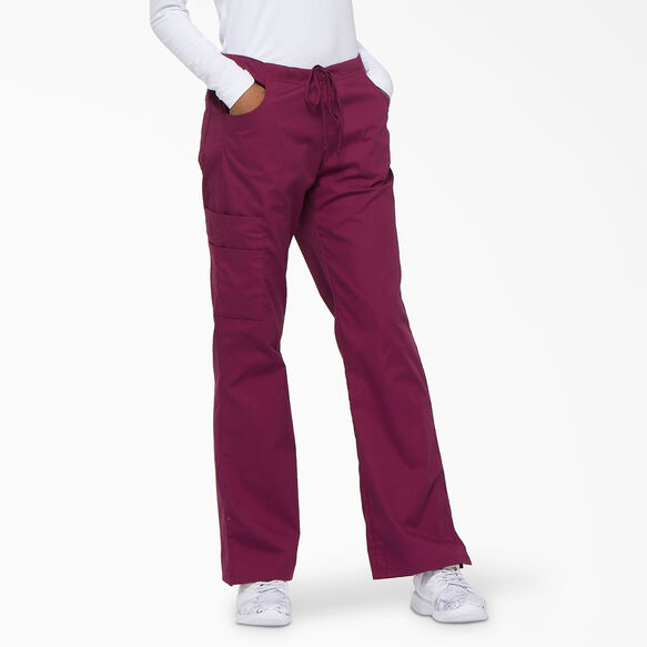 Women&#39;s EDS Signature Flare Leg Cargo Scrub Pants - Wine &#40;WIN&#41;