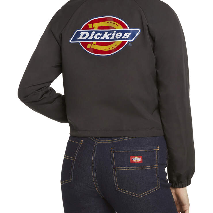 Dickies Girl Juniors' Cropped Logo Wind Breaker Jacket - Black (BLK) image number 2