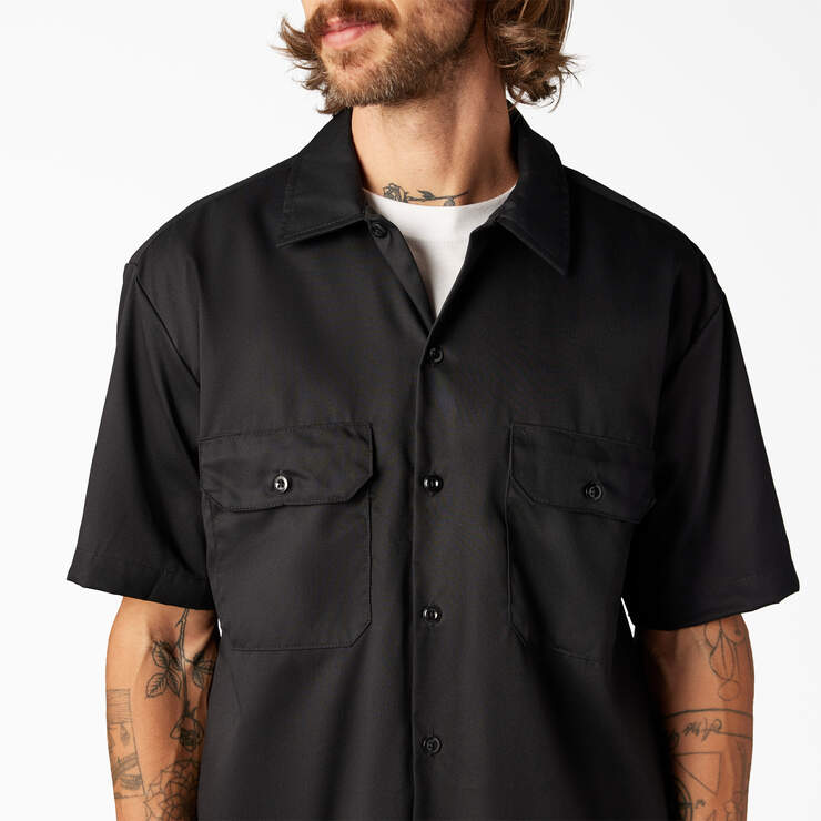 FLEX Relaxed Fit Short Sleeve Work Shirt - Black (BK) image number 11