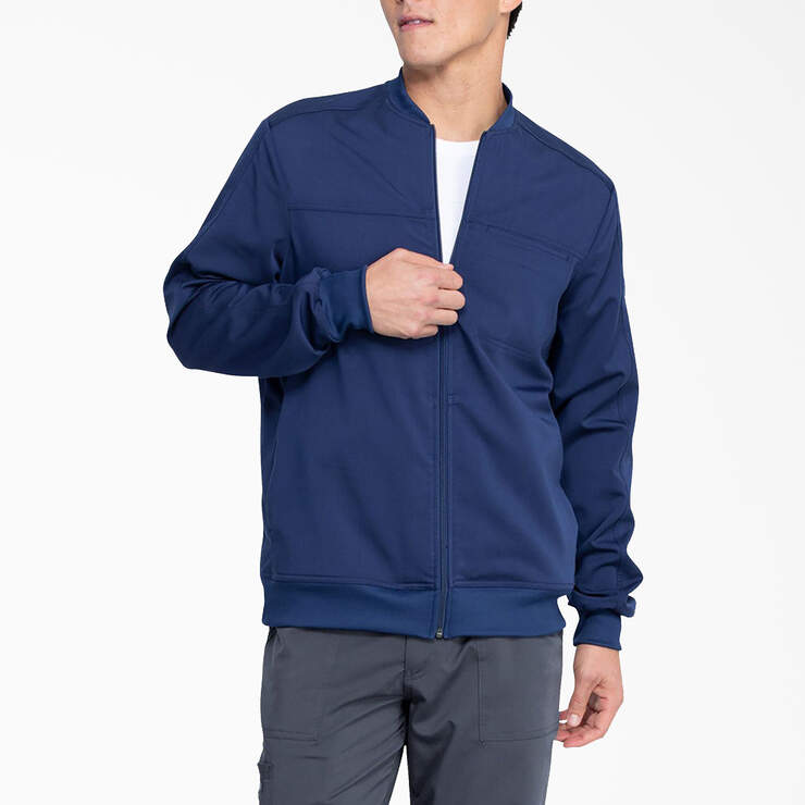 Men's Balance Zip Front Scrub Jacket - Navy Blue (NVY) image number 1