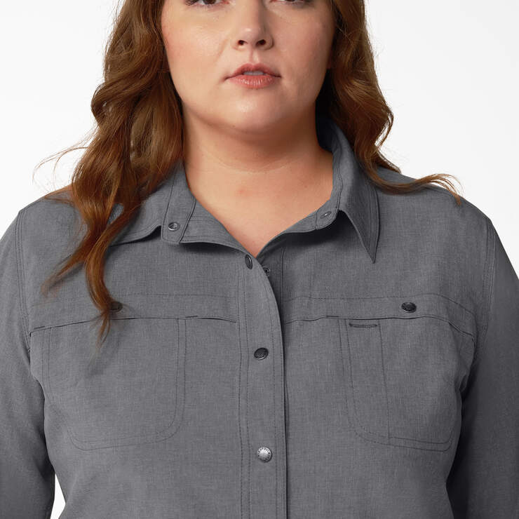 Women's Plus Cooling Roll-Tab Work Shirt - Graphite Gray (GAD) image number 5
