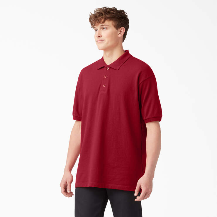 Adult Size Piqué Short Sleeve Polo - English Red (ER) image number 1