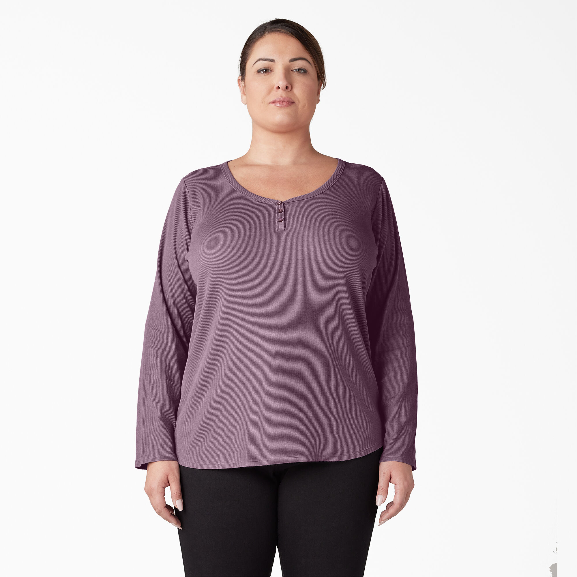 Women's Plus Size Long Sleeve Henley Shirt | Women's Tops