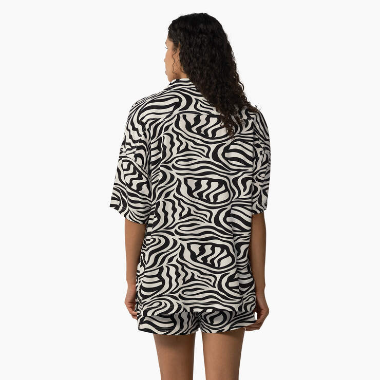 Women's Zebra Print Work Shirt - Black/White (BKWH) image number 2