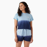 Women's Ombre Cropped T-Shirt - Sky Blue/Ink Navy Dip Dye (SKD)