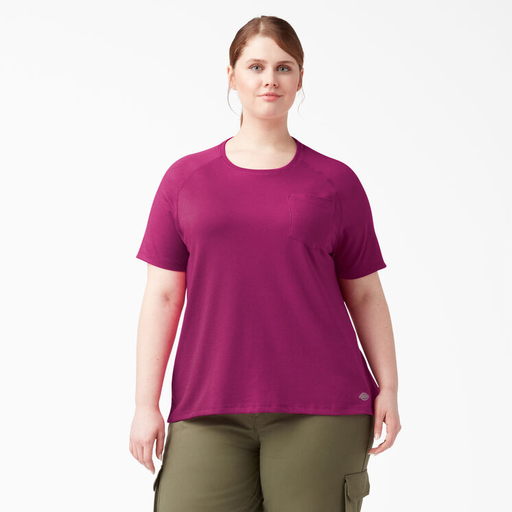 Women&#39;s Plus Cooling Short Sleeve Pocket T-Shirt - Festival Fuchsia &#40;F2F&#41;