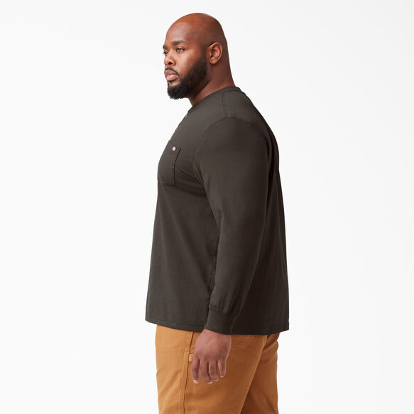 Long Sleeve Heavyweight Henley T-Shirt - Chocolate Brown &#40;CB&#41;
