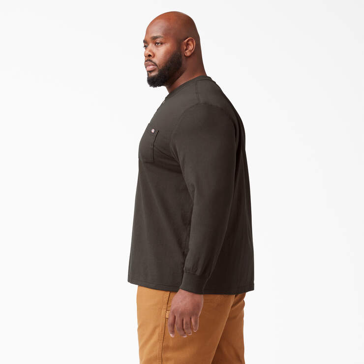 Heavyweight Long Sleeve Henley T-Shirt - Chocolate Brown (CB) image number 6