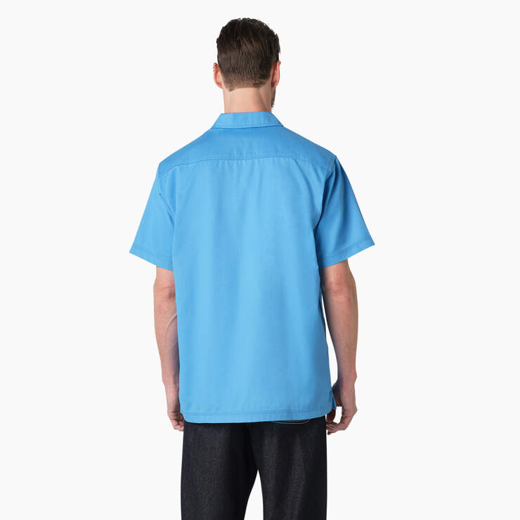 Madras Short Sleeve Work Shirt - Azure Blue (AB2) image number 2