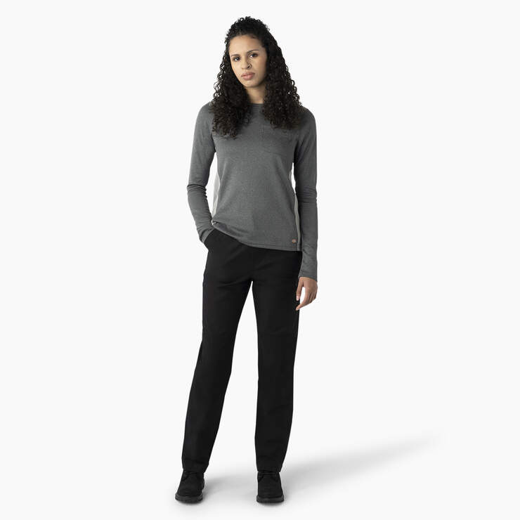 Women's Cooling High Rise Tapered Leg Double Knee Pants - Black (BKX) image number 4