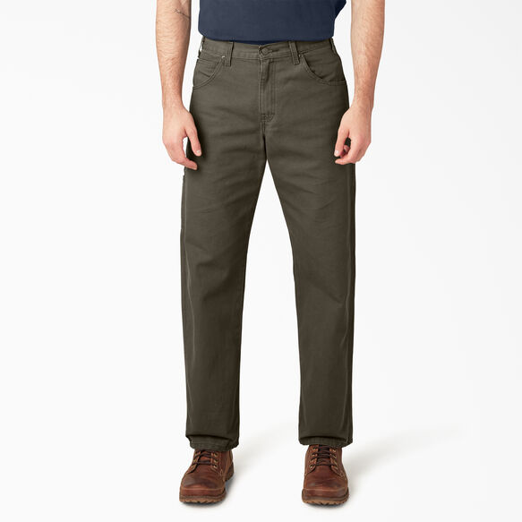 Relaxed Fit Heavyweight Duck Carpenter Pants - Rinsed Moss Green &#40;RMS&#41;