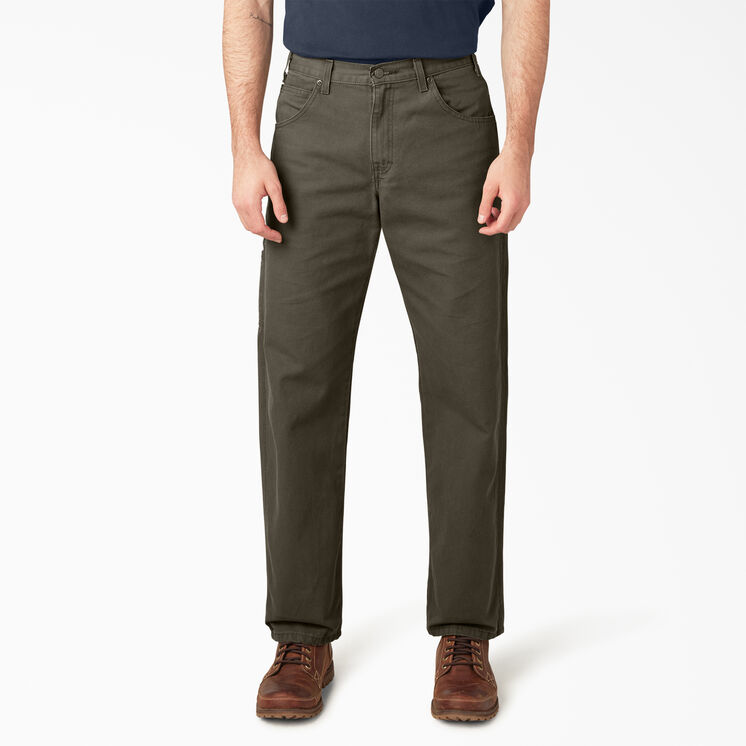Relaxed Fit Heavyweight Duck Carpenter Pants - Rinsed Moss Green &#40;RMS&#41;