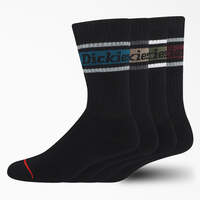 Rugby Stripe Crew Socks, Size 6-12, 4-Pack - Black/Fall Stripe (BSF)