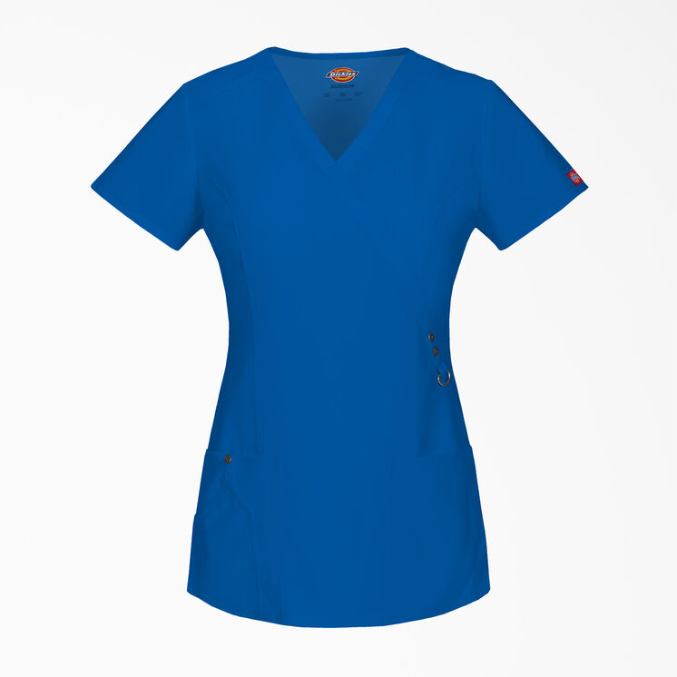 Women's Xtreme Stretch Mock Wrap Scrub Top - Royal Blue (RB)