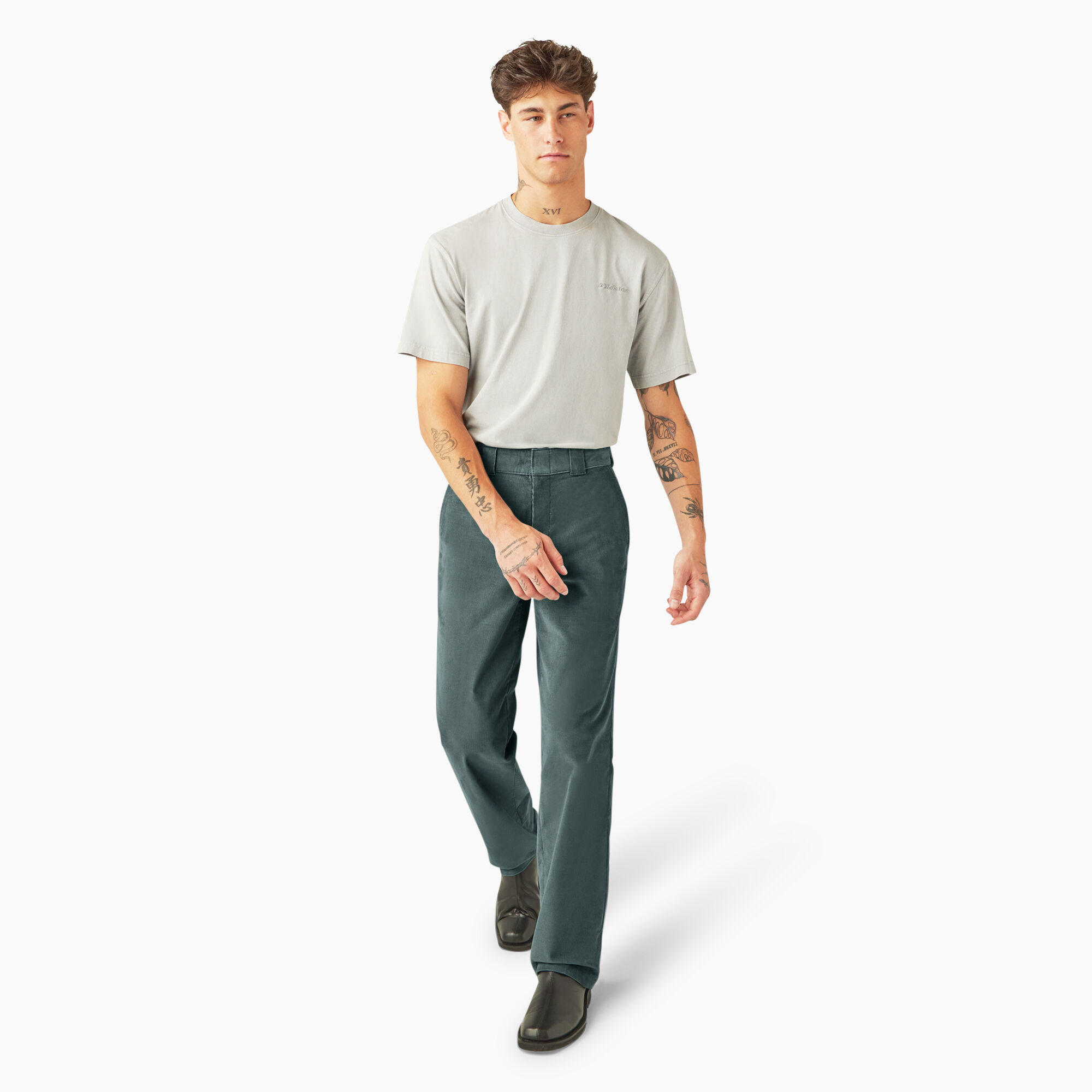 Green corduroy pants top