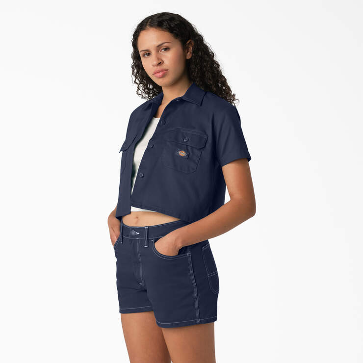 Women's Cropped Work Shirt - Ink Navy (IK) image number 3