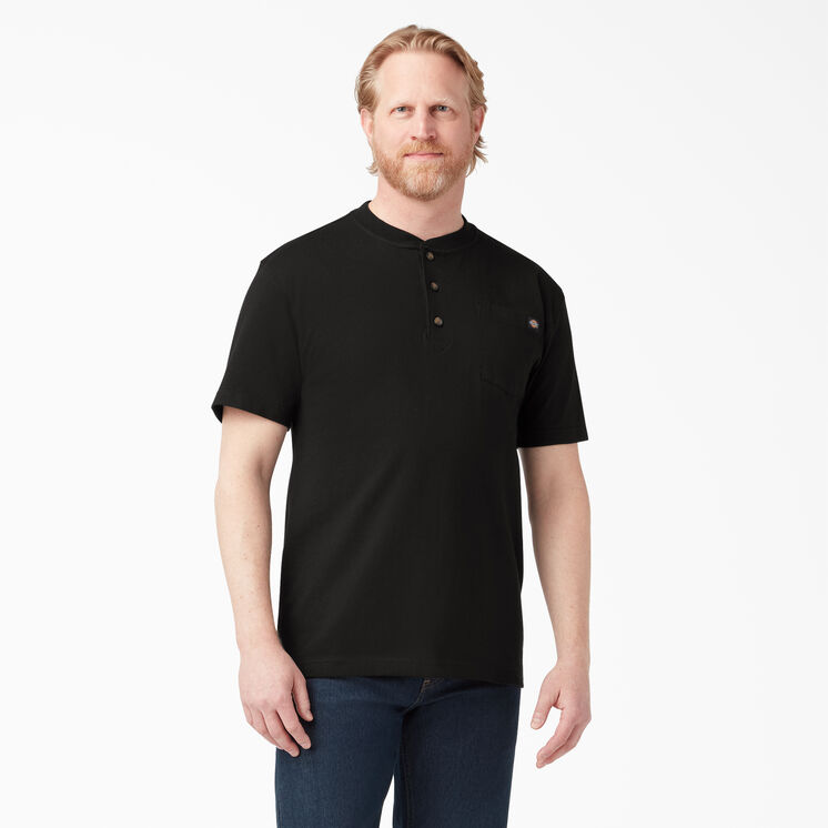 Heavyweight Short Sleeve Henley T-Shirt - Black &#40;BK&#41;