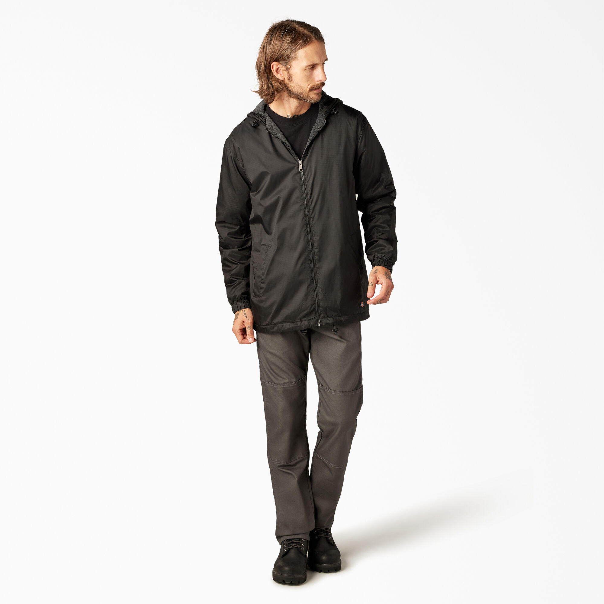 Dickies fleece lined hooded nylon jacket cheap