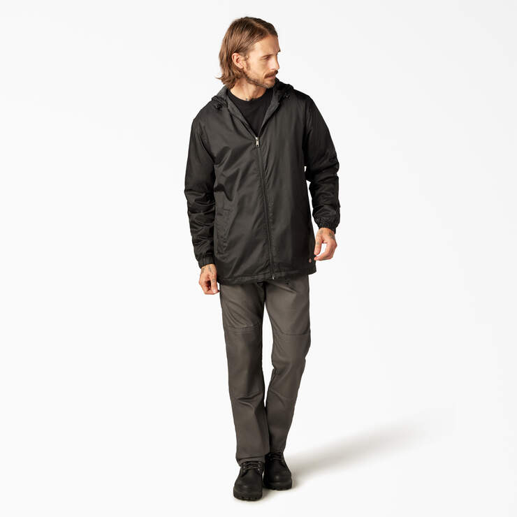 Fleece Lined Nylon Hooded Jacket - Black (BK) image number 8