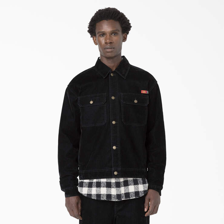 Opening Ceremony Flock Denim Utility Jacket - Black (BKX) image number 3