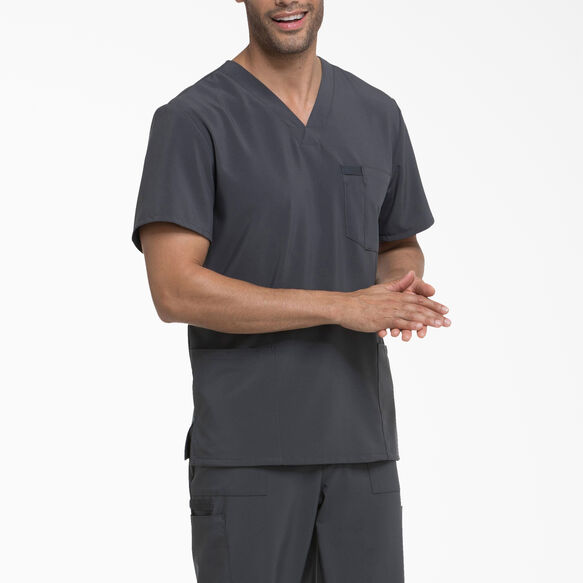 Men&#39;s EDS Essentials V-Neck Scrub Top with Patch Pockets - Pewter Gray &#40;PEW&#41;