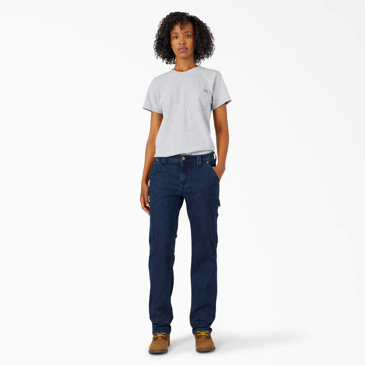 Women's FLEX Relaxed Fit Carpenter Jeans - Stonewashed Dark Blue (DSW) image number 5