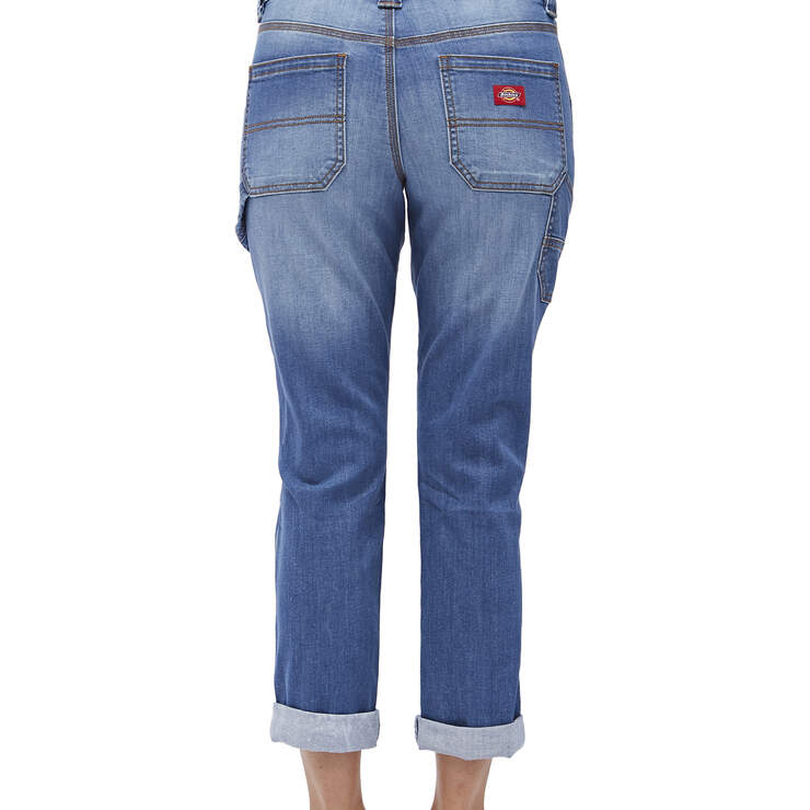 Dickies Girl Juniors' Boyfriend 26" Carpenter Crop Pants - Medium Blue Wash (TMW) image number 2