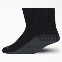 Moisture Control Mid-Crew Socks, Size 6-12, 6-Pack - Black (BK)