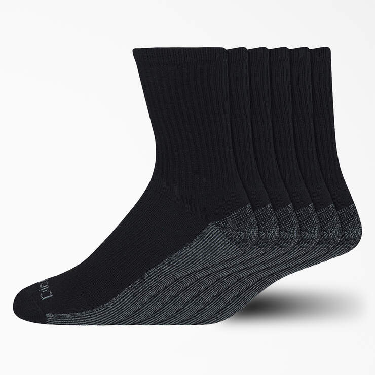 Moisture Control Mid-Crew Socks, Size 6-12, 6-Pack - Black (BK) image number 1