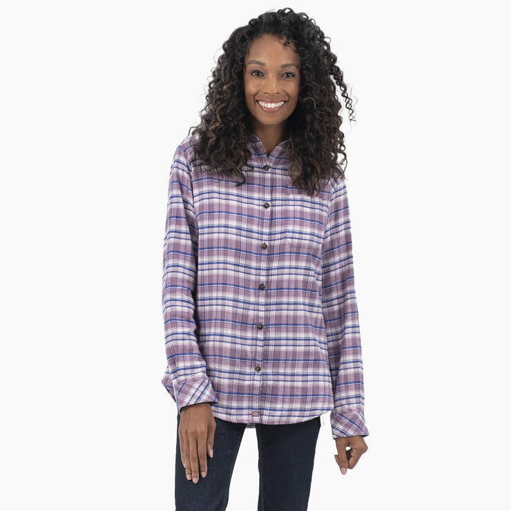 Women's Plaid Flannel Long Sleeve Shirt - Grapeade/Orchard Plaid (B2J) image number 1