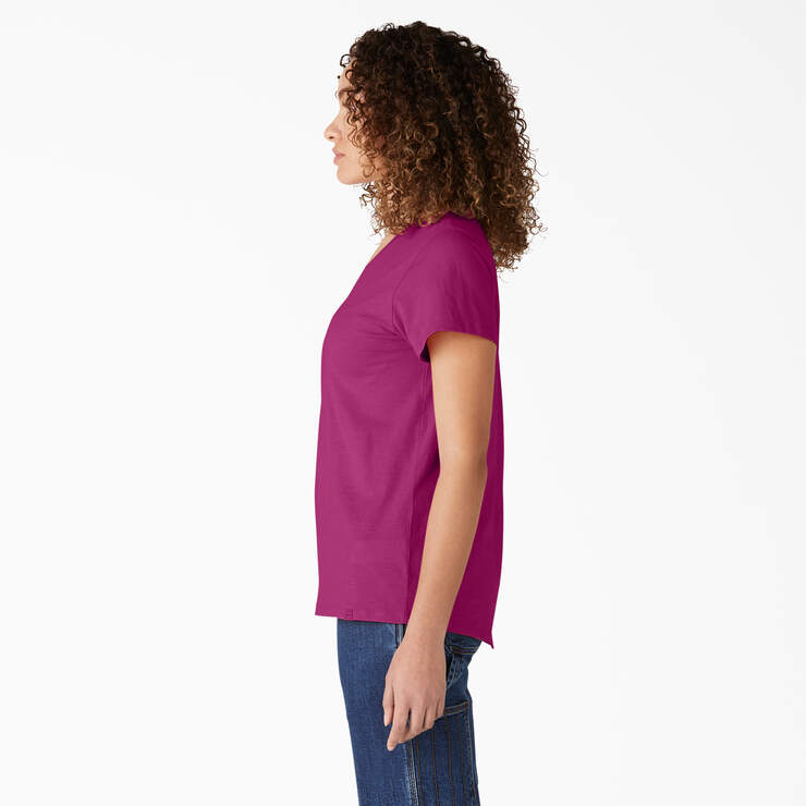 Women's Short Sleeve V-Neck T-Shirt - Festival Fuchsia (F2F) image number 3
